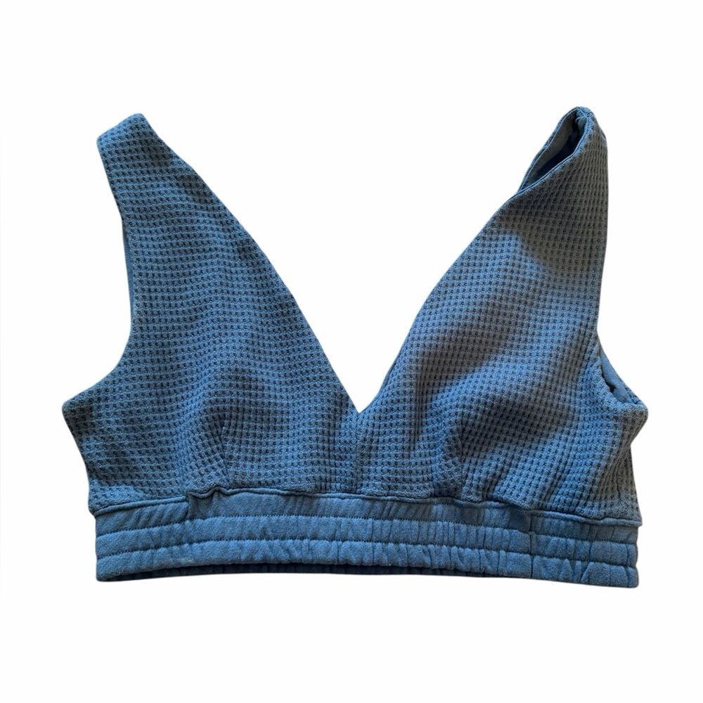 Wireless V-Neck Bralette Duo in Sage Green and Slate Blue - Picture 4 of 5